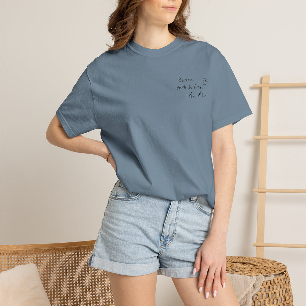 Smiley Sketch T-Shirt — 'Be You' Chest Script & Hand-Drawn Back Smiley