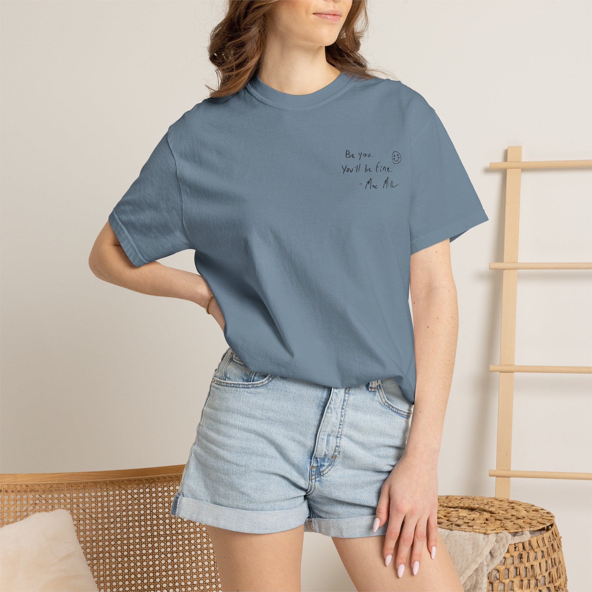 Smiley Sketch T-Shirt — 'Be You' Chest Script & Hand-Drawn Back Smiley