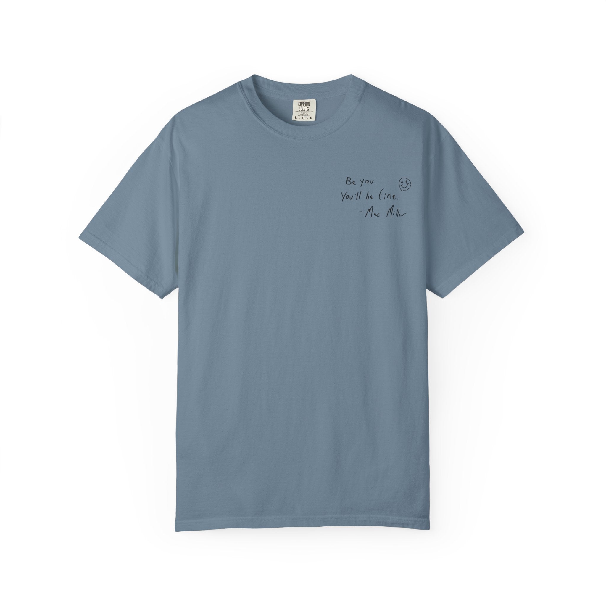 Smiley Sketch T-Shirt — 'Be You' Chest Script & Hand-Drawn Back Smiley