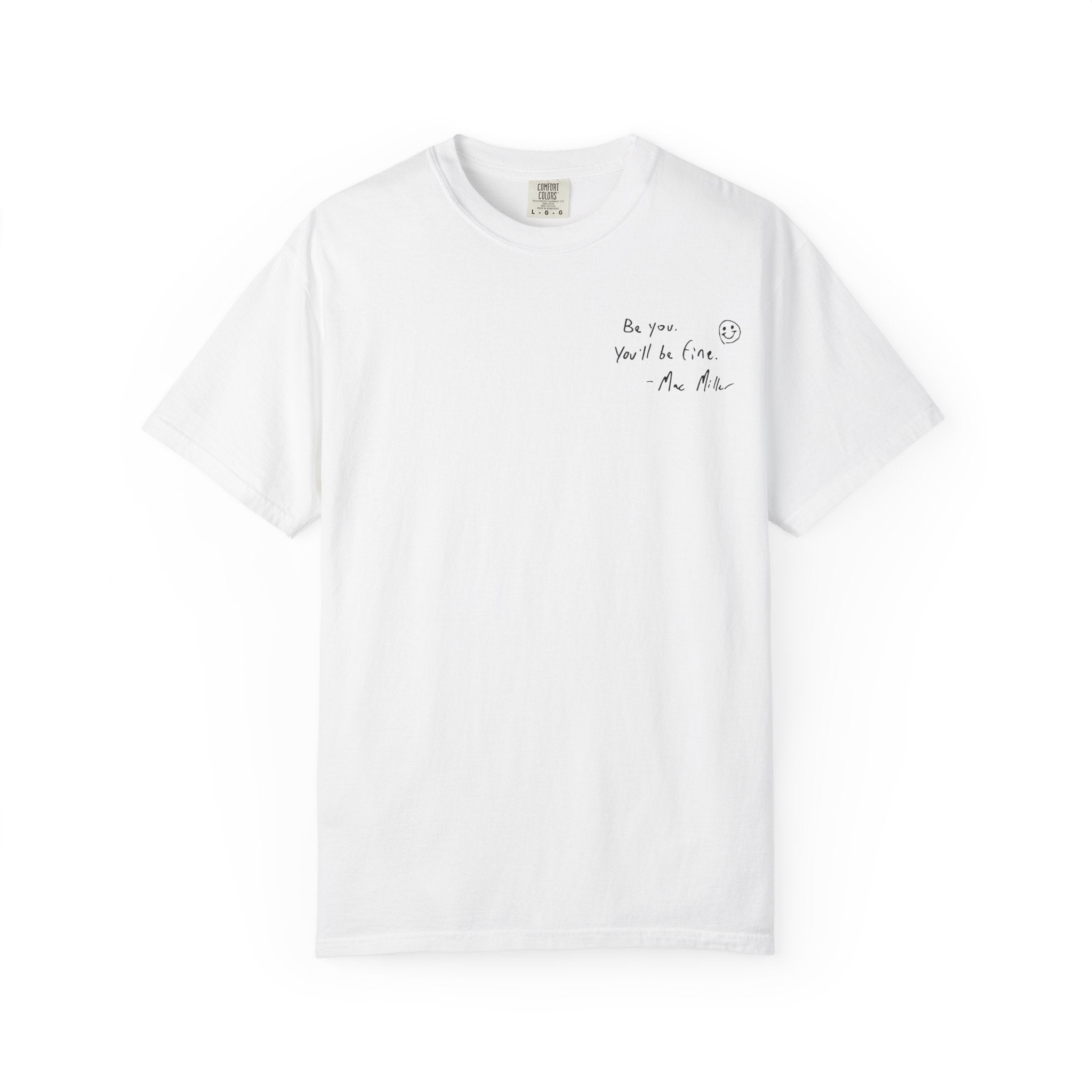 Smiley Sketch T-Shirt — 'Be You' Chest Script & Hand-Drawn Back Smiley