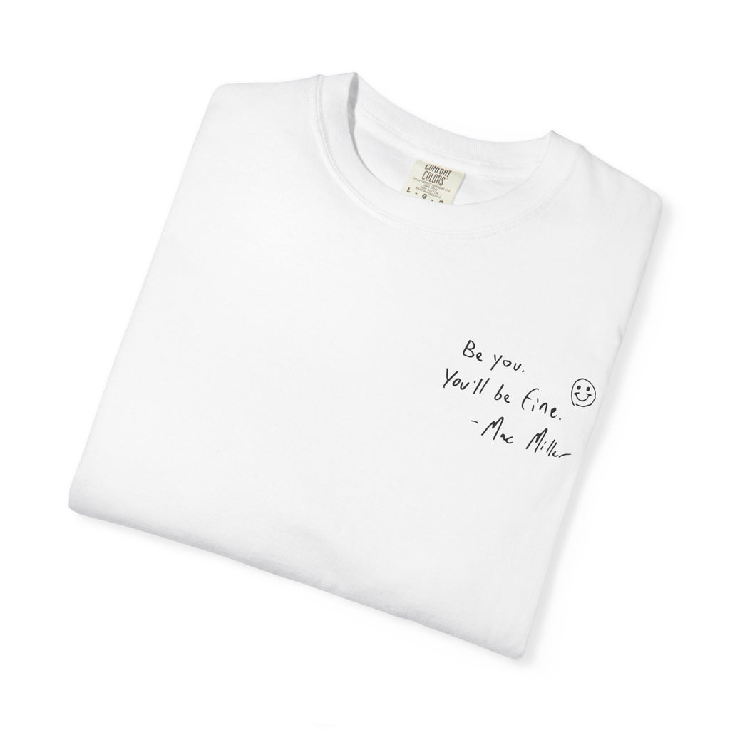 Smiley Sketch T-Shirt — 'Be You' Chest Script & Hand-Drawn Back Smiley