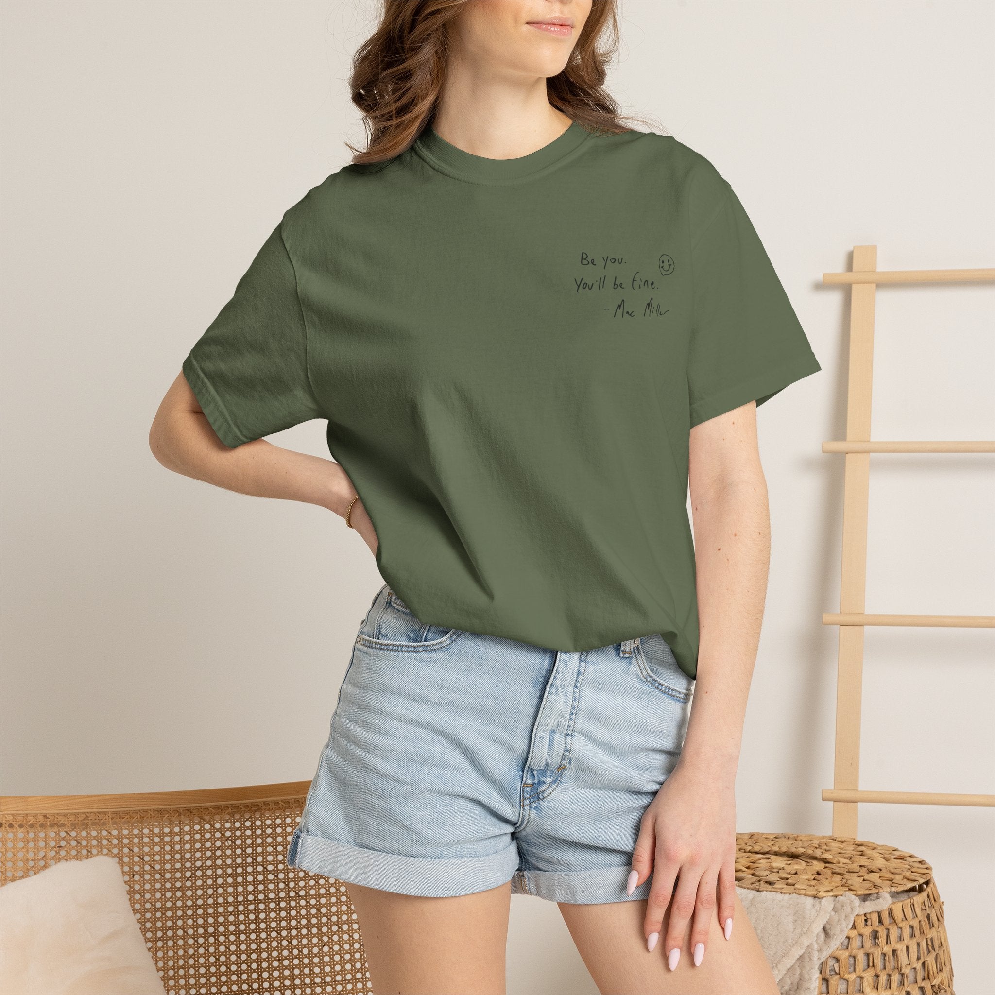 Smiley Sketch T-Shirt — 'Be You' Chest Script & Hand-Drawn Back Smiley