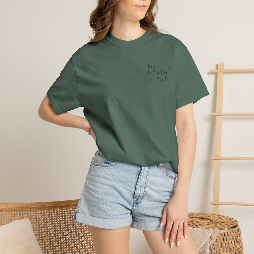 Smiley Sketch T-Shirt — 'Be You' Chest Script & Hand-Drawn Back Smiley