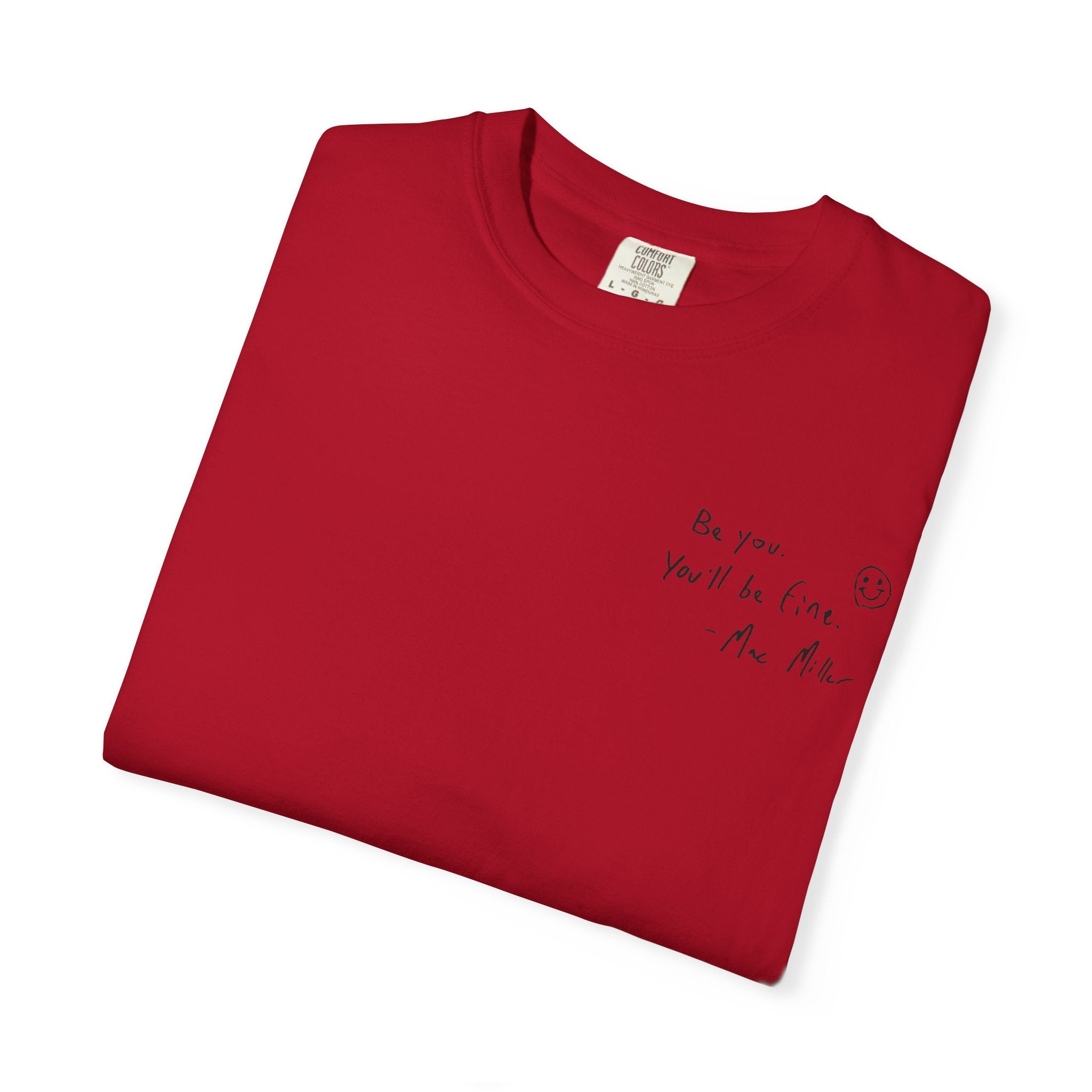 Smiley Sketch T-Shirt — 'Be You' Chest Script & Hand-Drawn Back Smiley