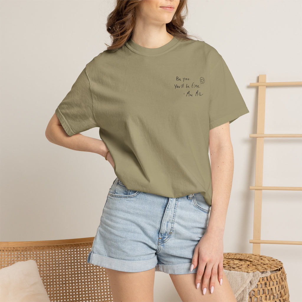 Smiley Sketch T-Shirt — 'Be You' Chest Script & Hand-Drawn Back Smiley