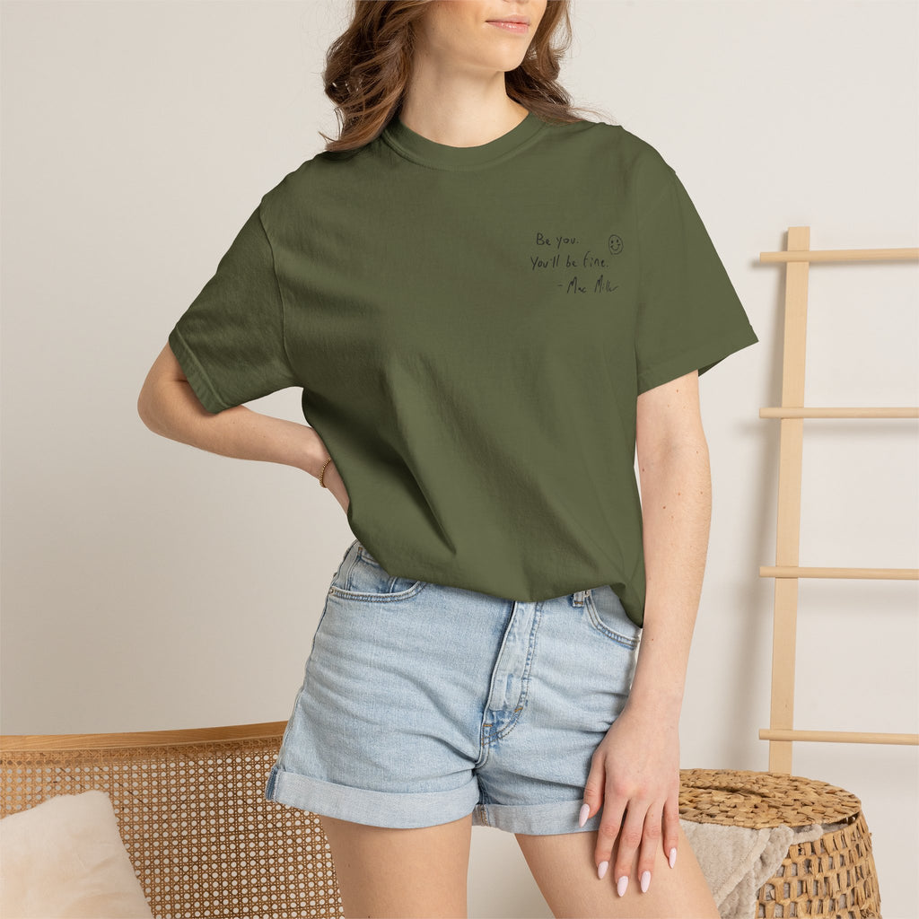 Smiley Sketch T-Shirt — 'Be You' Chest Script & Hand-Drawn Back Smiley
