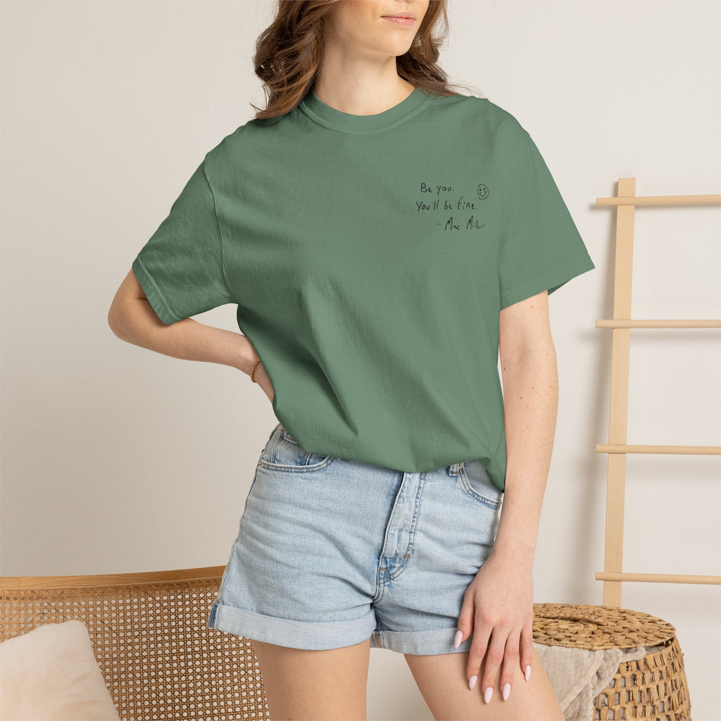Smiley Sketch T-Shirt — 'Be You' Chest Script & Hand-Drawn Back Smiley