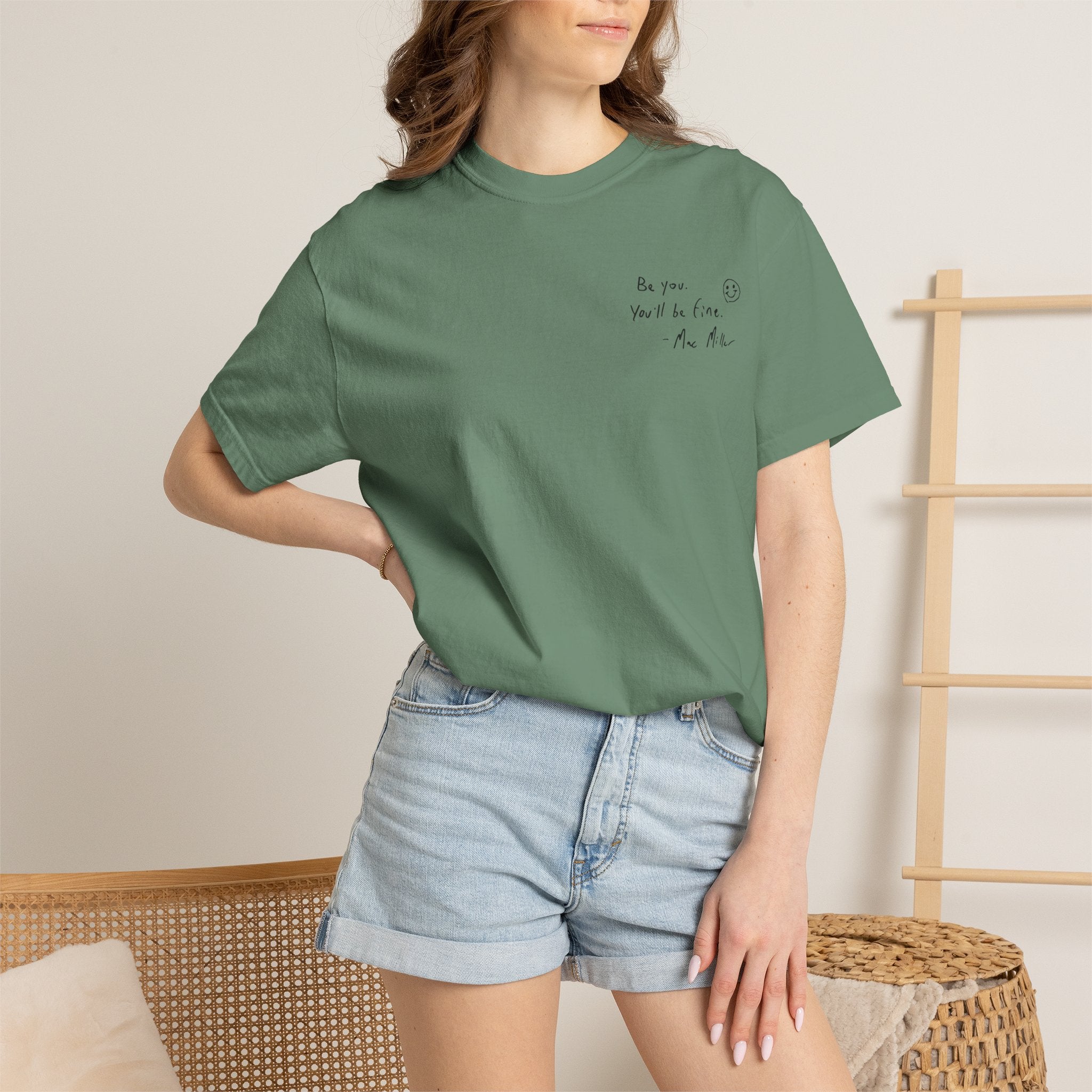 Smiley Sketch T-Shirt — 'Be You' Chest Script & Hand-Drawn Back Smiley