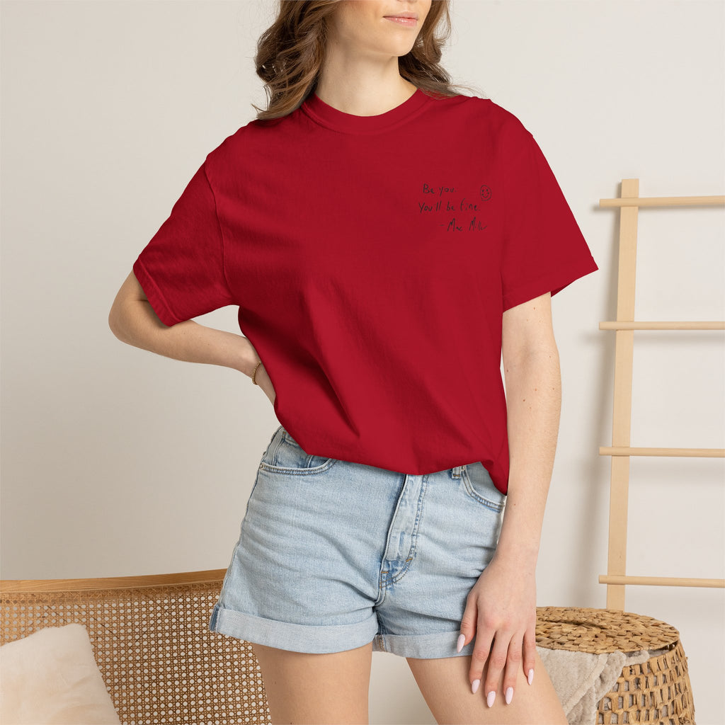 Smiley Sketch T-Shirt — 'Be You' Chest Script & Hand-Drawn Back Smiley