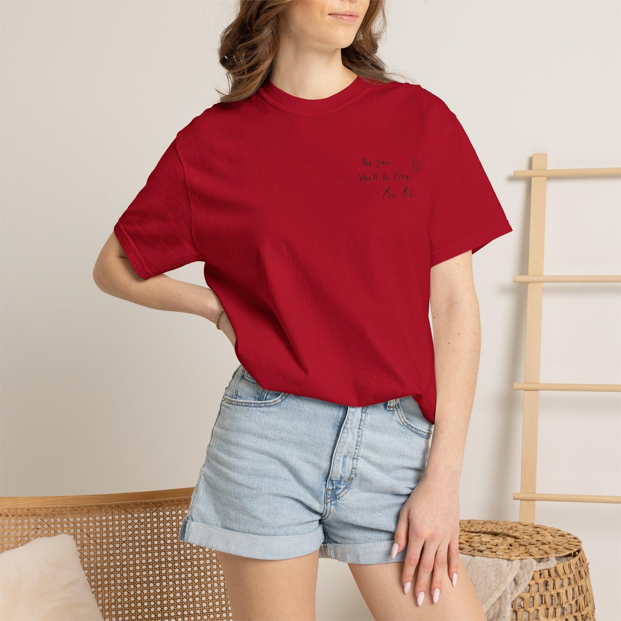 Smiley Sketch T-Shirt — 'Be You' Chest Script & Hand-Drawn Back Smiley