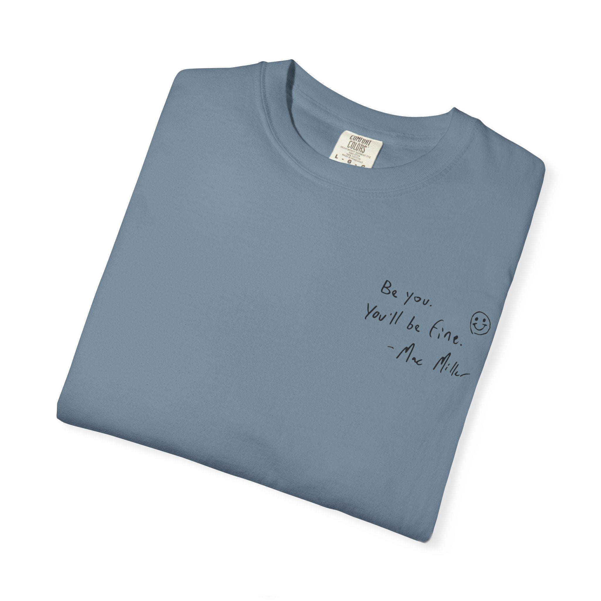 Smiley Sketch T-Shirt — 'Be You' Chest Script & Hand-Drawn Back Smiley