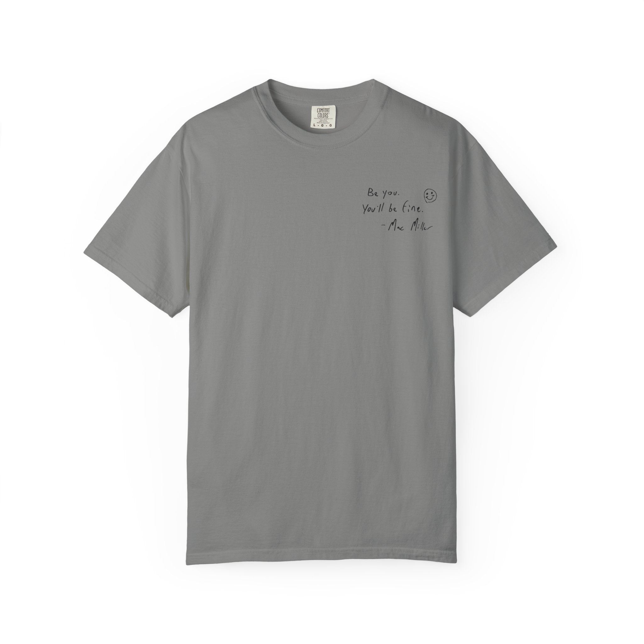 Smiley Sketch T-Shirt — 'Be You' Chest Script & Hand-Drawn Back Smiley