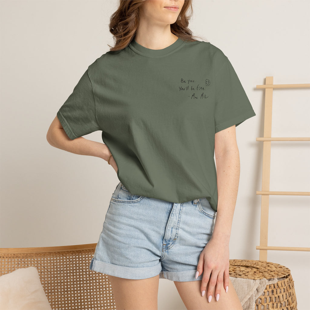Smiley Sketch T-Shirt — 'Be You' Chest Script & Hand-Drawn Back Smiley