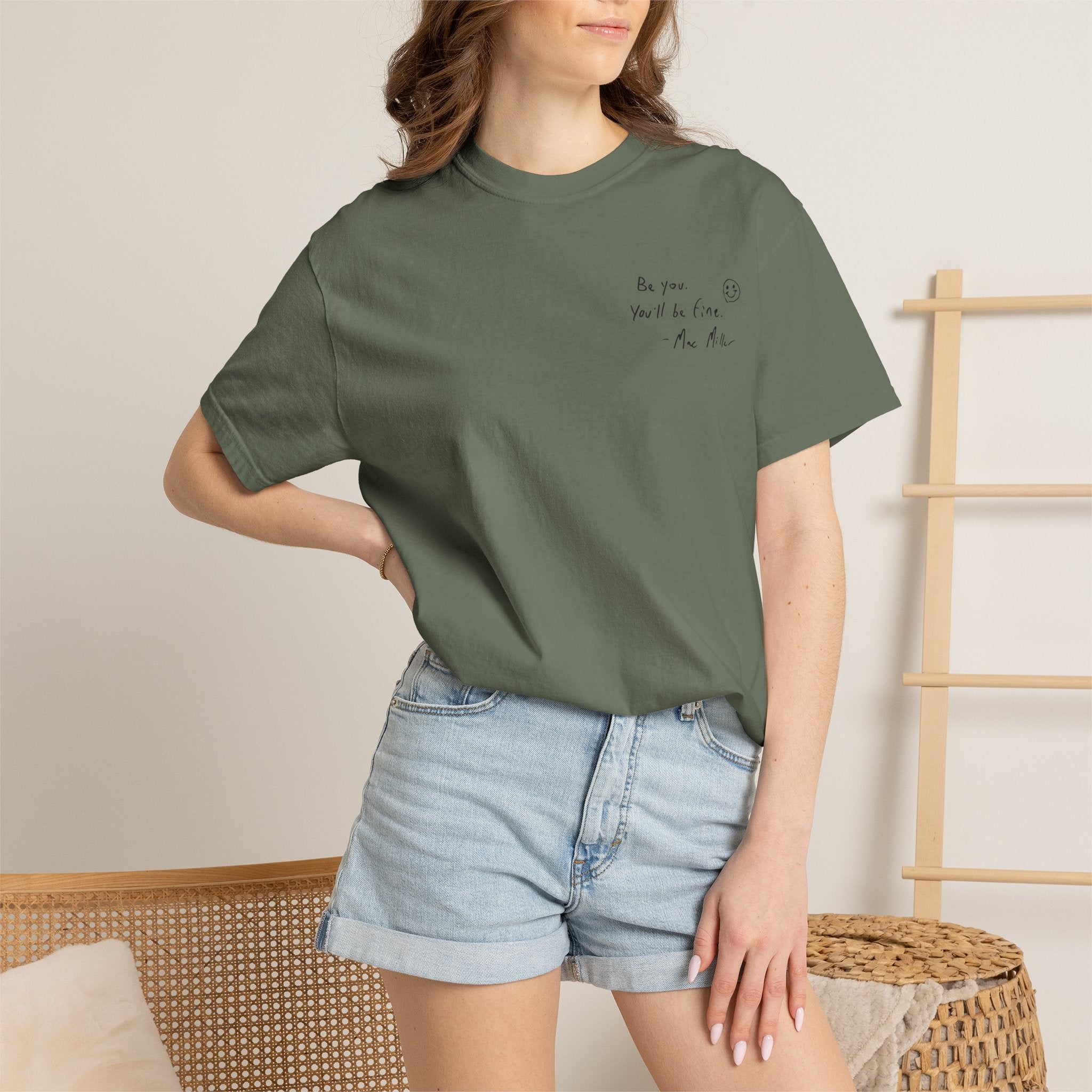 Smiley Sketch T-Shirt — 'Be You' Chest Script & Hand-Drawn Back Smiley