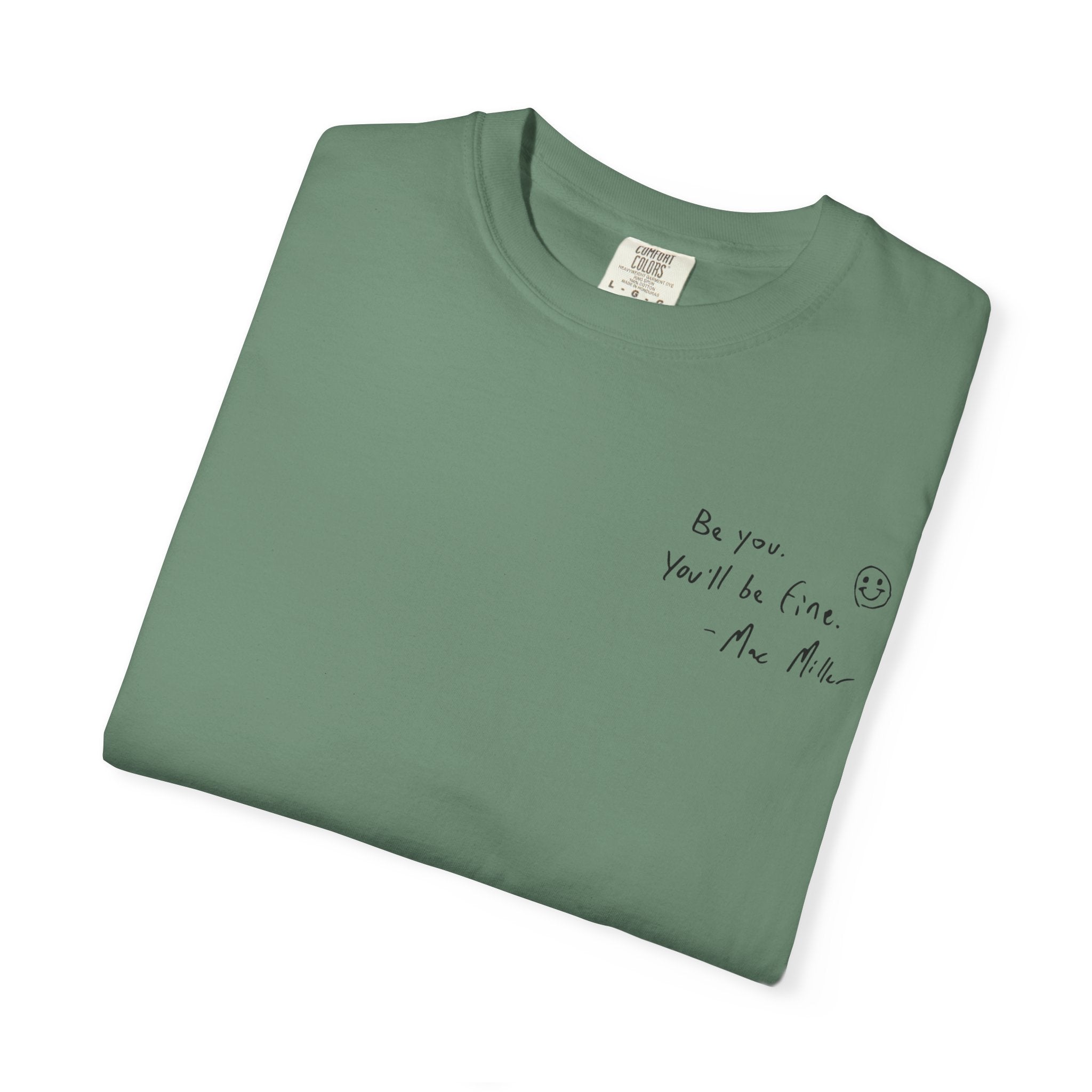 Smiley Sketch T-Shirt — 'Be You' Chest Script & Hand-Drawn Back Smiley